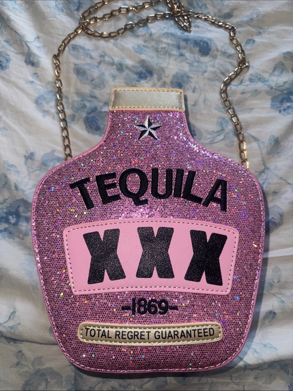 Pink Tequila XXX Glitter Crossbody Bag - Statement Women's Purse